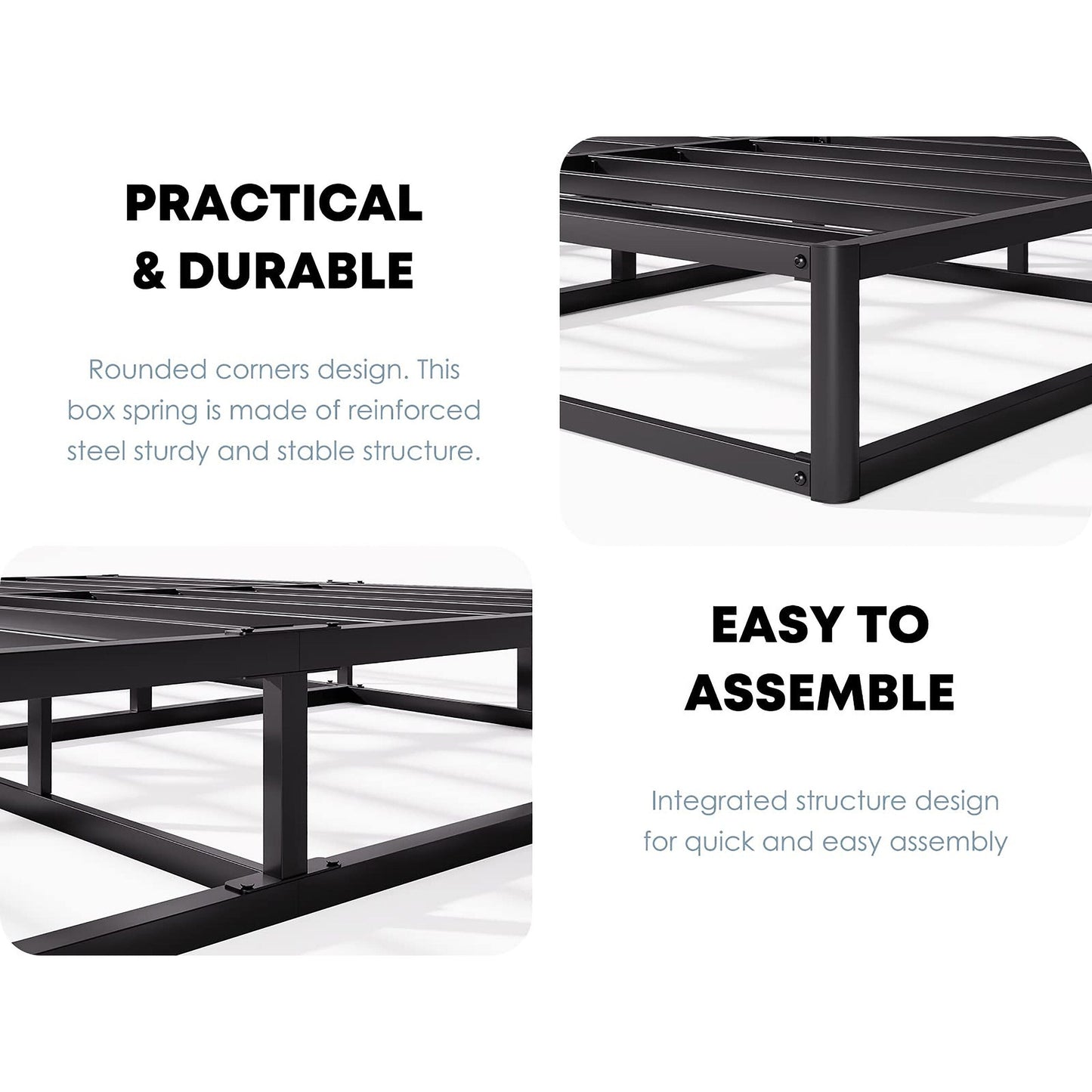 FSCHOS Sommier à ressorts métalliques de 7 pouces, base de matelas basique, sans pieds.