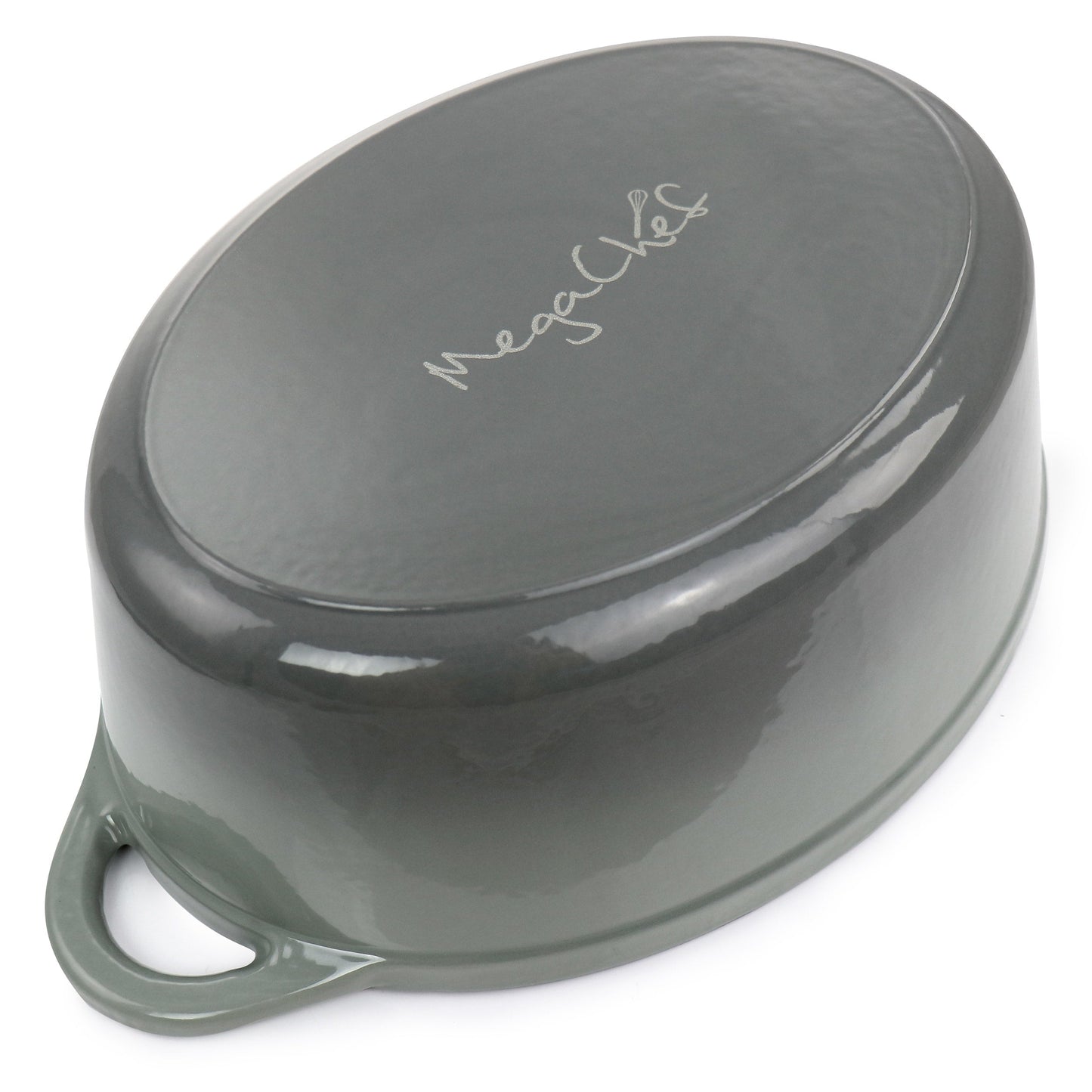 Casserole ovale en fonte d'aluminium émaillée de 7 quarts, couleur nuage de tempête.