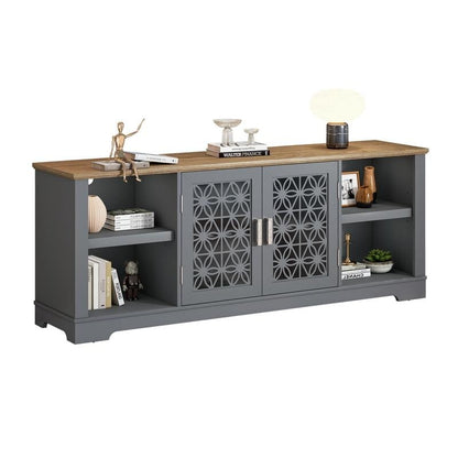 Meuble TV décoratif à motif floral rustique de 70 pouces pour téléviseurs jusqu'à 80 pouces