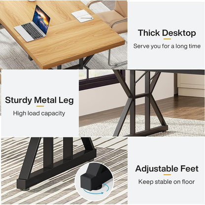 Bureau de direction de 70,8 pouces, grand bureau d'ordinateur, poste de travail.