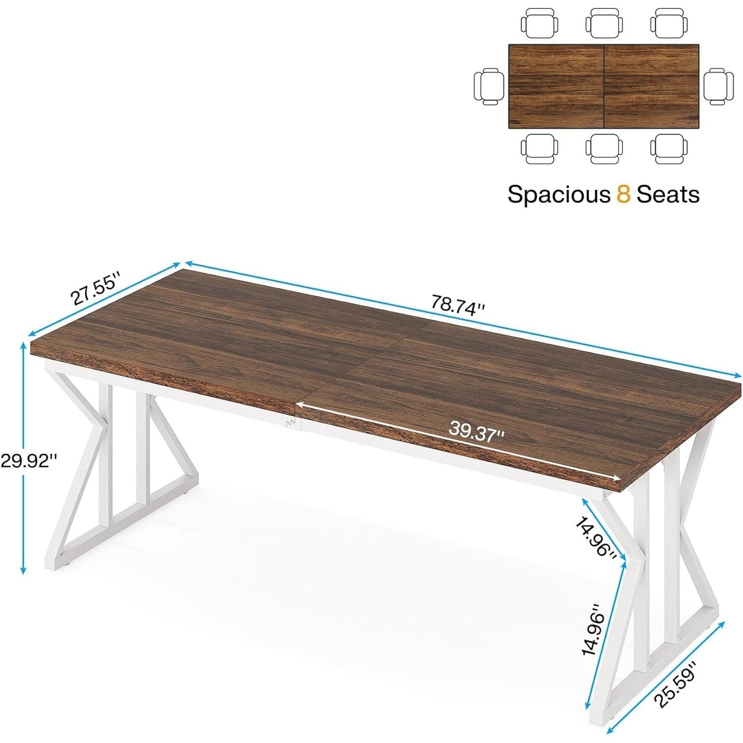 Bureau de direction de 70,8 pouces, grand bureau d'ordinateur, poste de travail.