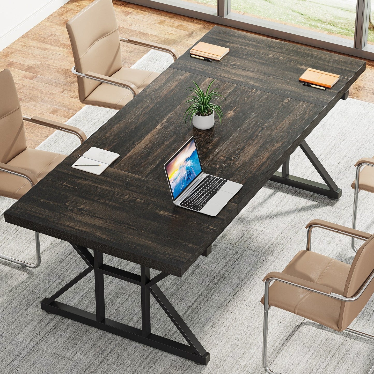 Bureau de direction de 70,8 pouces, grand bureau d'ordinateur, poste de travail.