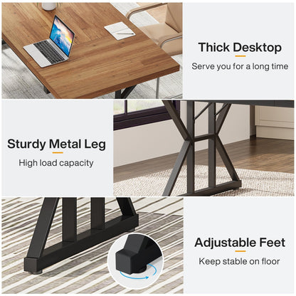 Bureau de direction de 70,8 pouces, grand bureau d'ordinateur, poste de travail.