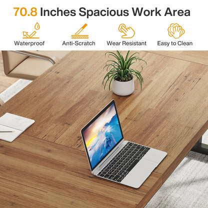 Bureau de direction de 70,8 pouces, grand bureau d'ordinateur, poste de travail.