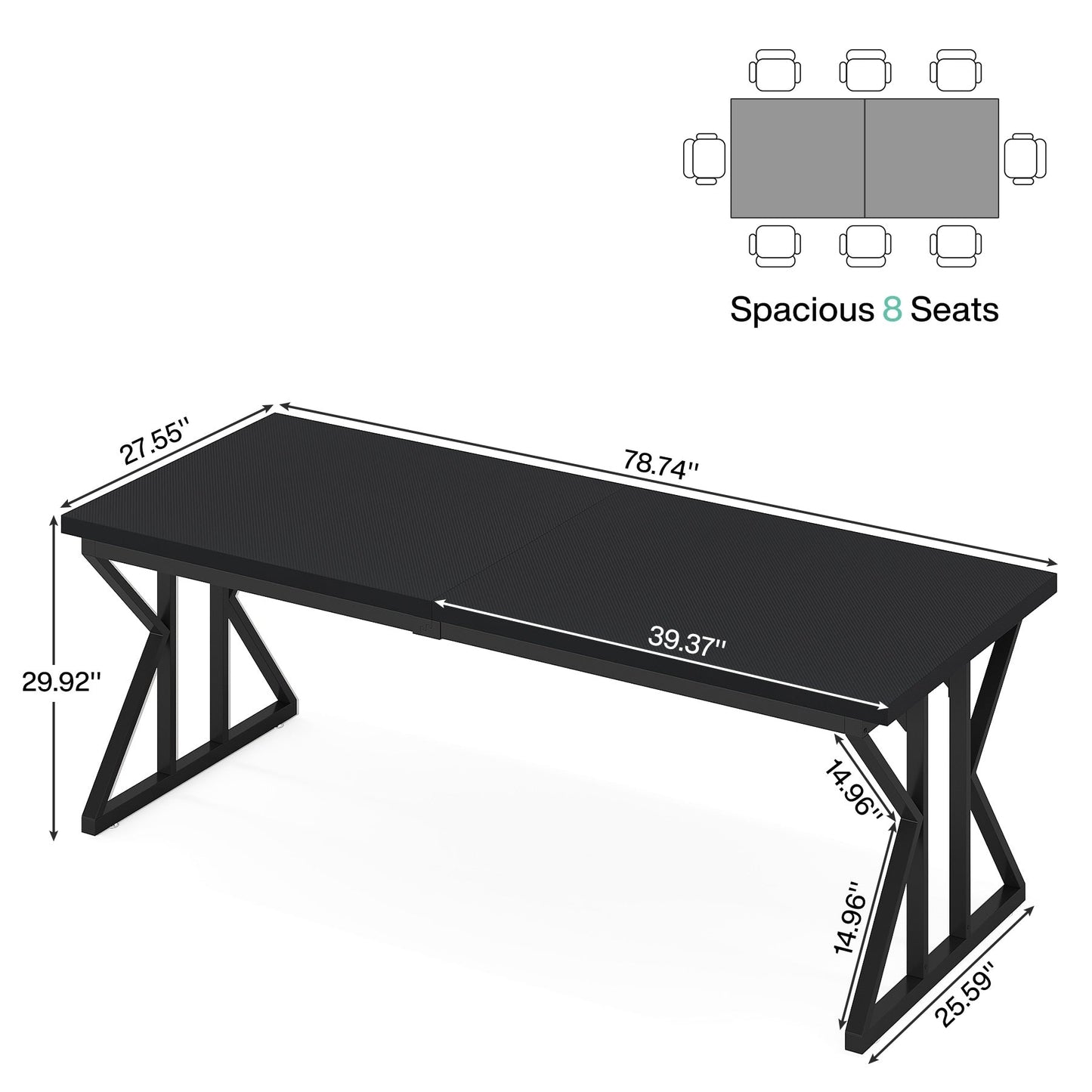 Bureau de direction de 70,8 pouces, grand bureau d'ordinateur, poste de travail.