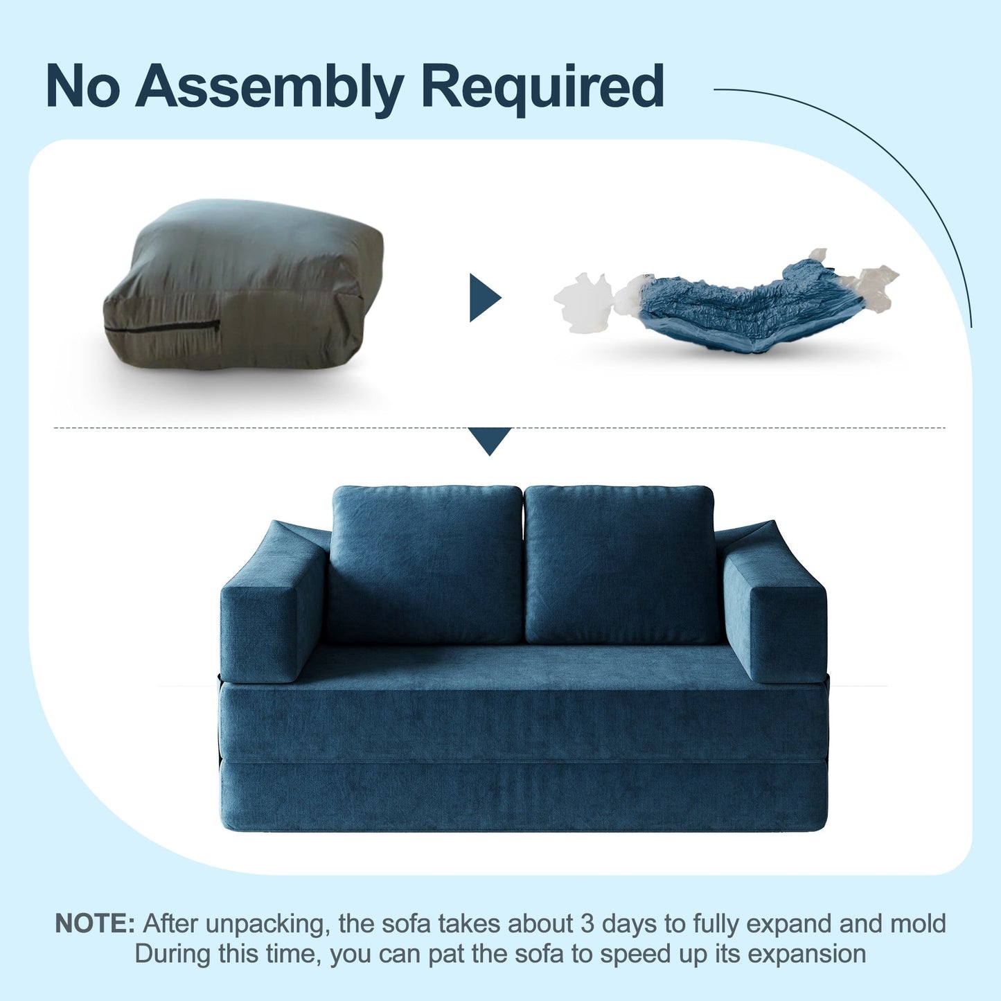 70.87 Upholstered Convertible Sleeper Sofa, Convertible Chair Floor Couch Comfy Sofa for Living Room, Bedroom, Chenille Fabric