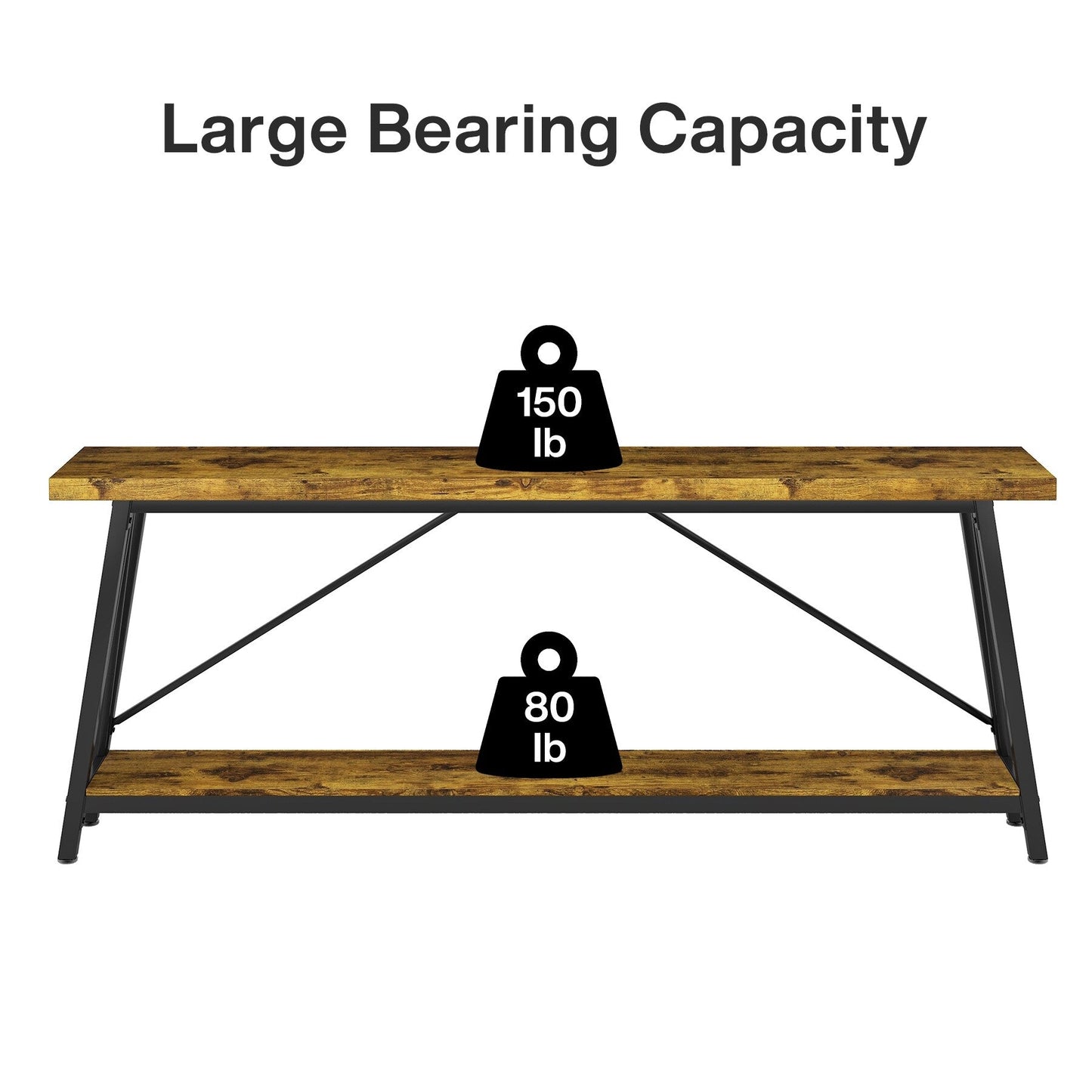 Table de salon extra longue de 180 cm, console d'entrée de style industriel