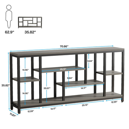 Table console de canapé de 180 cm avec rangement, table d'entrée à 3 niveaux pour couloir
