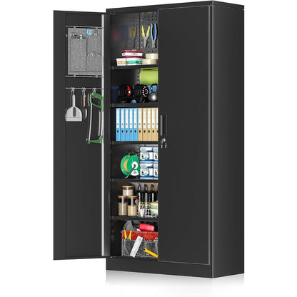 Étagère de rangement de 71 pouces pour garage, placard de cuisine, avec étagères réglables pour bureau, garage, maison, garde-manger