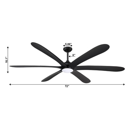 Ventilateur de plafond à courant continu de 183 cm (72 pouces) à 6 pales en bois flotté avec éclairage et télécommande