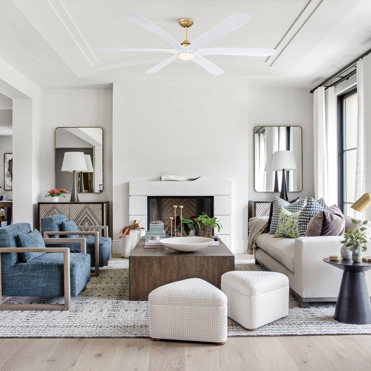 Ventilateur de plafond à courant continu de 183 cm (72 pouces) à 6 pales en bois flotté avec éclairage et télécommande