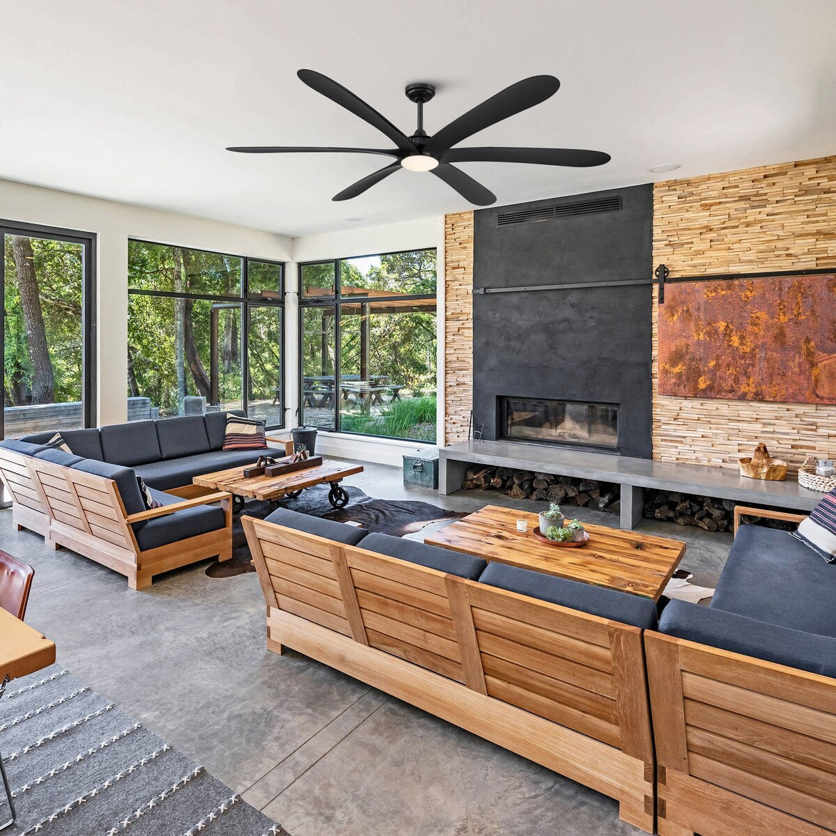 Ventilateur de plafond à courant continu de 183 cm (72 pouces) à 6 pales en bois flotté avec éclairage et télécommande