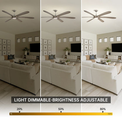 Ventilateur de plafond à courant continu de 183 cm (72 pouces) à 6 pales en bois flotté avec éclairage et télécommande