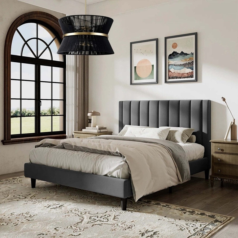 Grand lustre tambour bohème moderne à 8 lumières, 60 cm (24 pouces), en tissu, en forme de sablier, tissé à la main, en or/noir, pour salle à manger/salon.