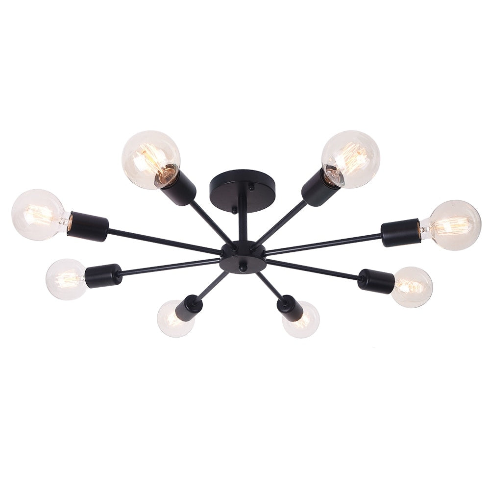 Black/ Gold Sputnik Semi Flush Mount Lamp Close to Ceiling Light Fixture for Living Room/ Kitchen/ Office/ Bedroom/ Foyer