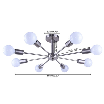 Black/ Gold Sputnik Semi Flush Mount Lamp Close to Ceiling Light Fixture for Living Room/ Kitchen/ Office/ Bedroom/ Foyer