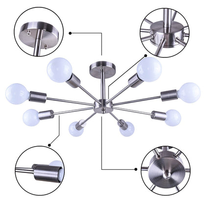 Black/ Gold Sputnik Semi Flush Mount Lamp Close to Ceiling Light Fixture for Living Room/ Kitchen/ Office/ Bedroom/ Foyer