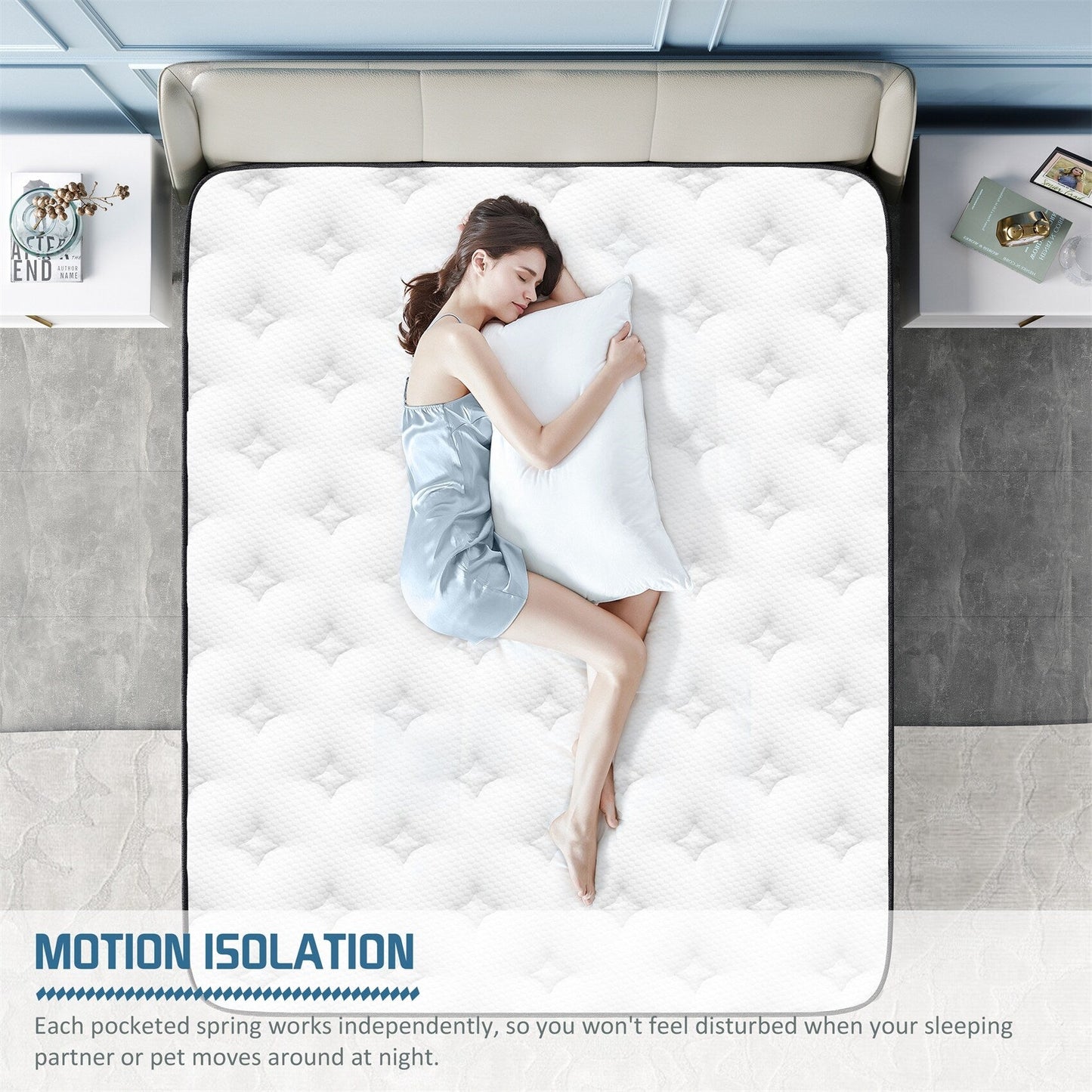 Matelas hybride en mousse à mémoire de forme à refroidissement rapide, dureté moyenne, livré dans une boîte (8 pouces)