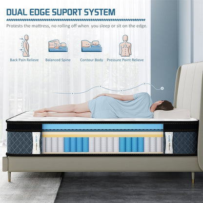 Matelas hybride en mousse à mémoire de forme à refroidissement rapide, dureté moyenne, livré dans une boîte (8 pouces)
