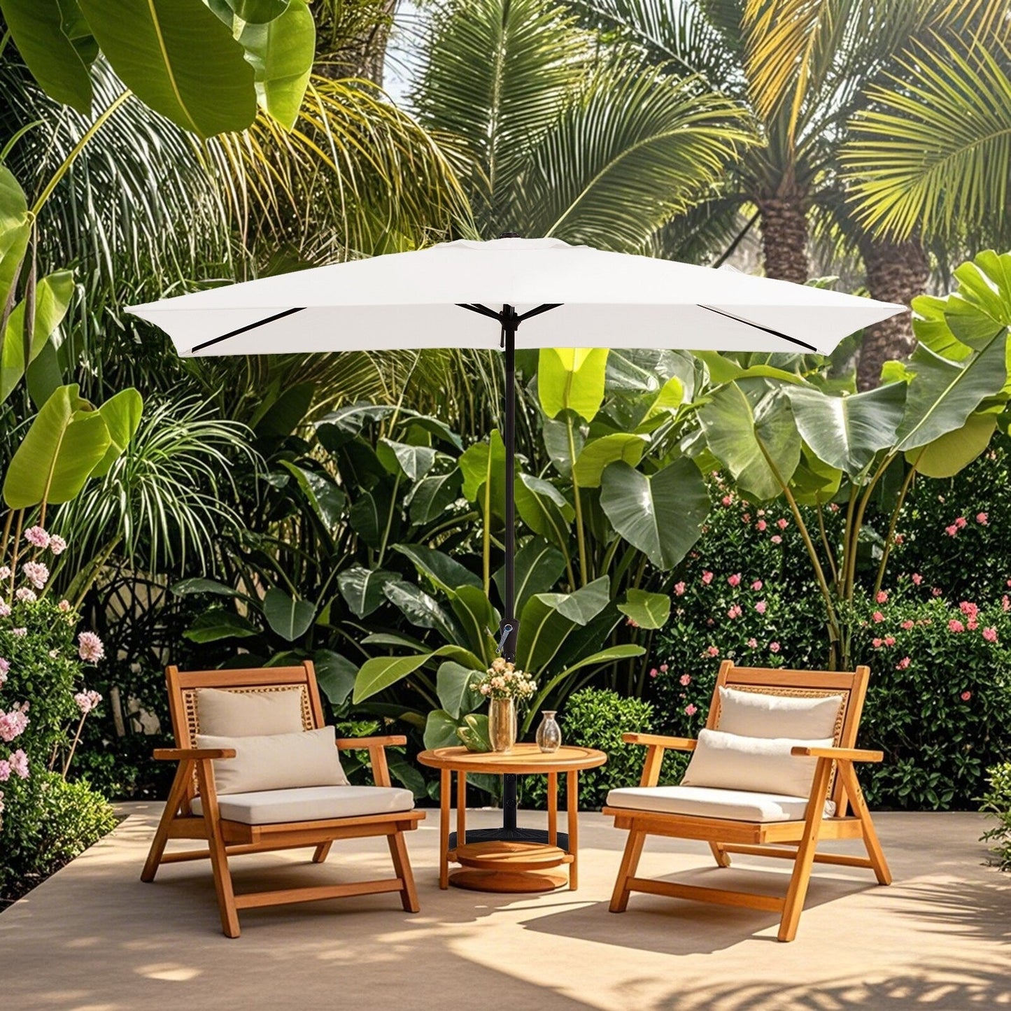 8*10ft Rectangular Patio Market Umbrella with Crank & Tilt，UV-Resistant