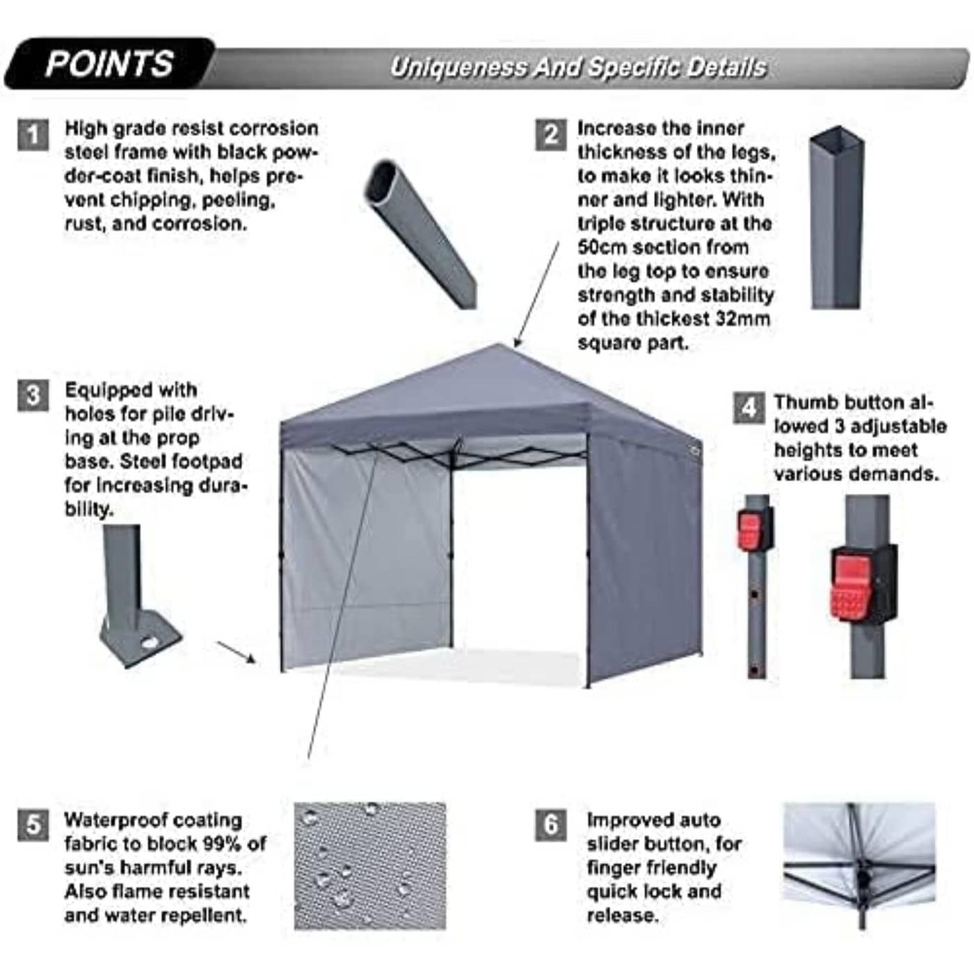ABCCANOPY Tente de parasol pliable et facile à monter, durable, pour extérieur.