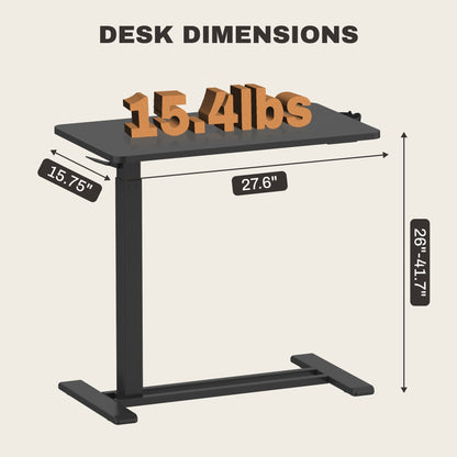 FunniHomi 28/32 Movable Overbed Table Height Adjustable Computer Desk with Wheels, White/Black Laptop Table for Bed and Sofa