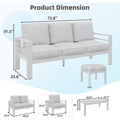 AECOJOY 7 Pieces Aluminum Patio Furniture Set Outdoor Conversation Set