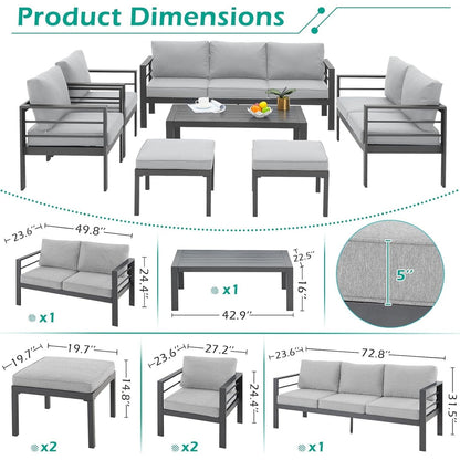 AECOJOY 7 Pieces Aluminum Patio Furniture Set Outdoor Conversation Set