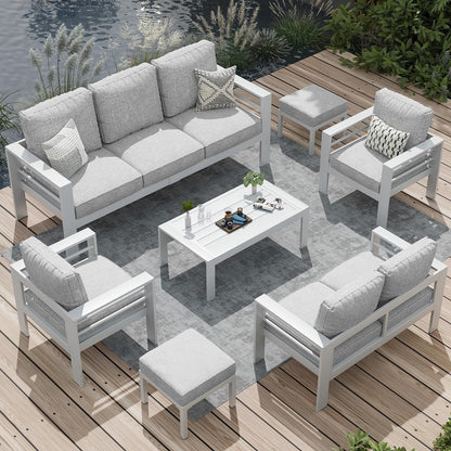 AECOJOY 7 Pieces Aluminum Patio Furniture Set Outdoor Conversation Set