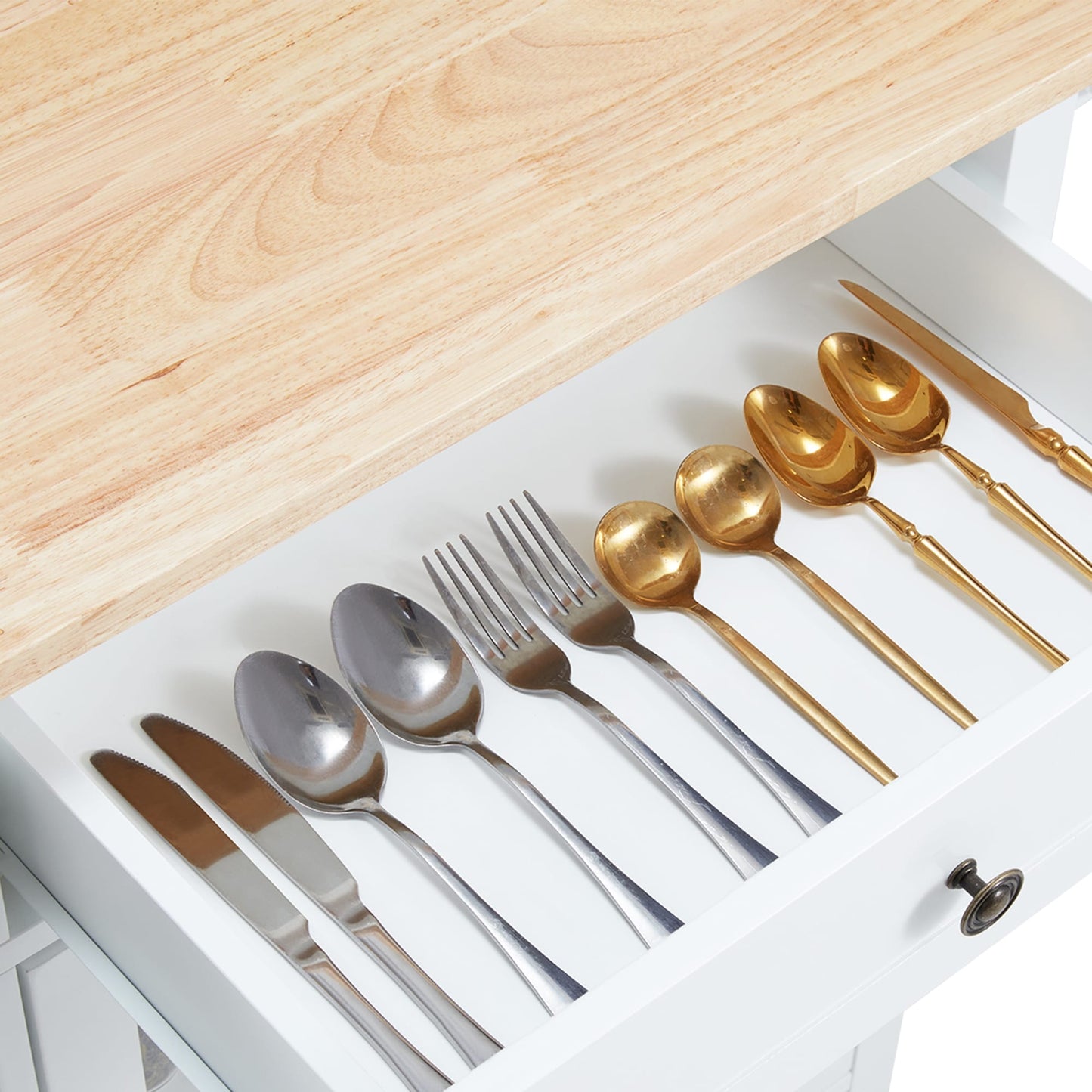 AVAWING 42 Chariot de cuisine roulant avec îlot central et rangement pour four à micro-ondes