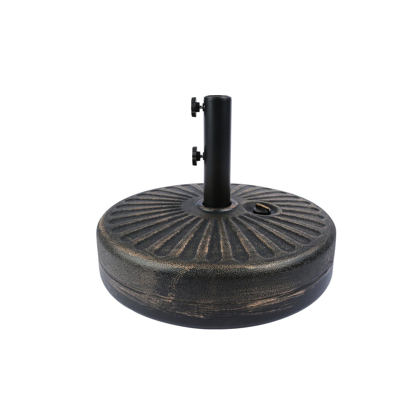 Parasol de terrasse Lopes de 2,7 m avec socle à poids bronze inclus.