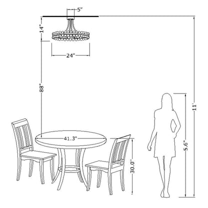 Suspension semi-encastrée Elvira à 8 lumières en forme de roue de chariot avec cristaux