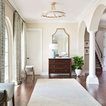 Suspension semi-encastrée Elvira à 8 lumières en forme de roue de chariot avec cristaux