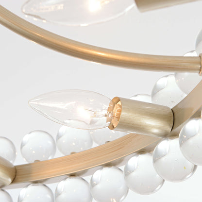 Suspension semi-encastrée Elvira à 8 lumières en forme de roue de chariot avec cristaux