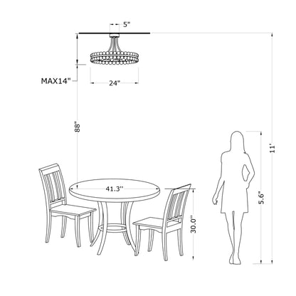 Suspension semi-encastrée Elvira à 8 lumières en forme de roue de chariot avec cristaux