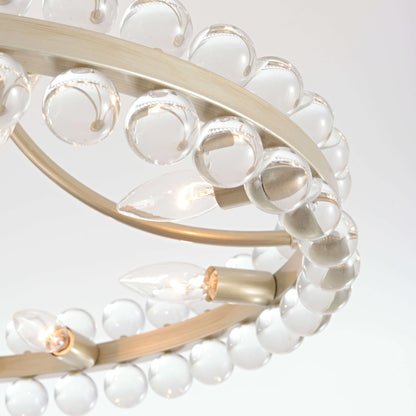 Suspension semi-encastrée Elvira à 8 lumières en forme de roue de chariot avec cristaux