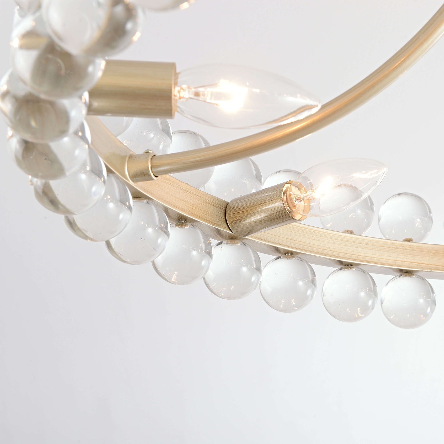 Suspension semi-encastrée Elvira à 8 lumières en forme de roue de chariot avec cristaux