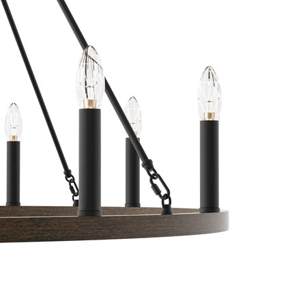 Suspension Acroma à 12 lumières, style ferme, 40 pouces, en forme de roue de charrette, avec certification UL - 40'' de diamètre x 138'' de hauteur