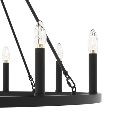 Suspension Acroma à 12 lumières, style ferme, 40 pouces, en forme de roue de charrette, avec certification UL - 40'' de diamètre x 138'' de hauteur