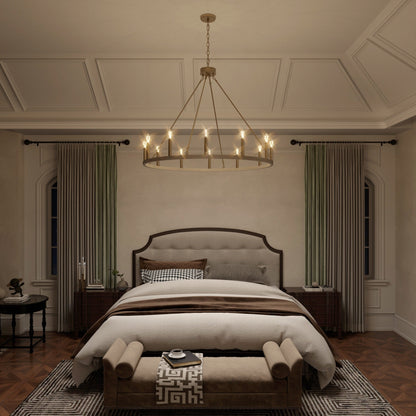 Suspension Acroma à 12 lumières, style ferme, 40 pouces, en forme de roue de charrette, avec certification UL - 40'' de diamètre x 138'' de hauteur