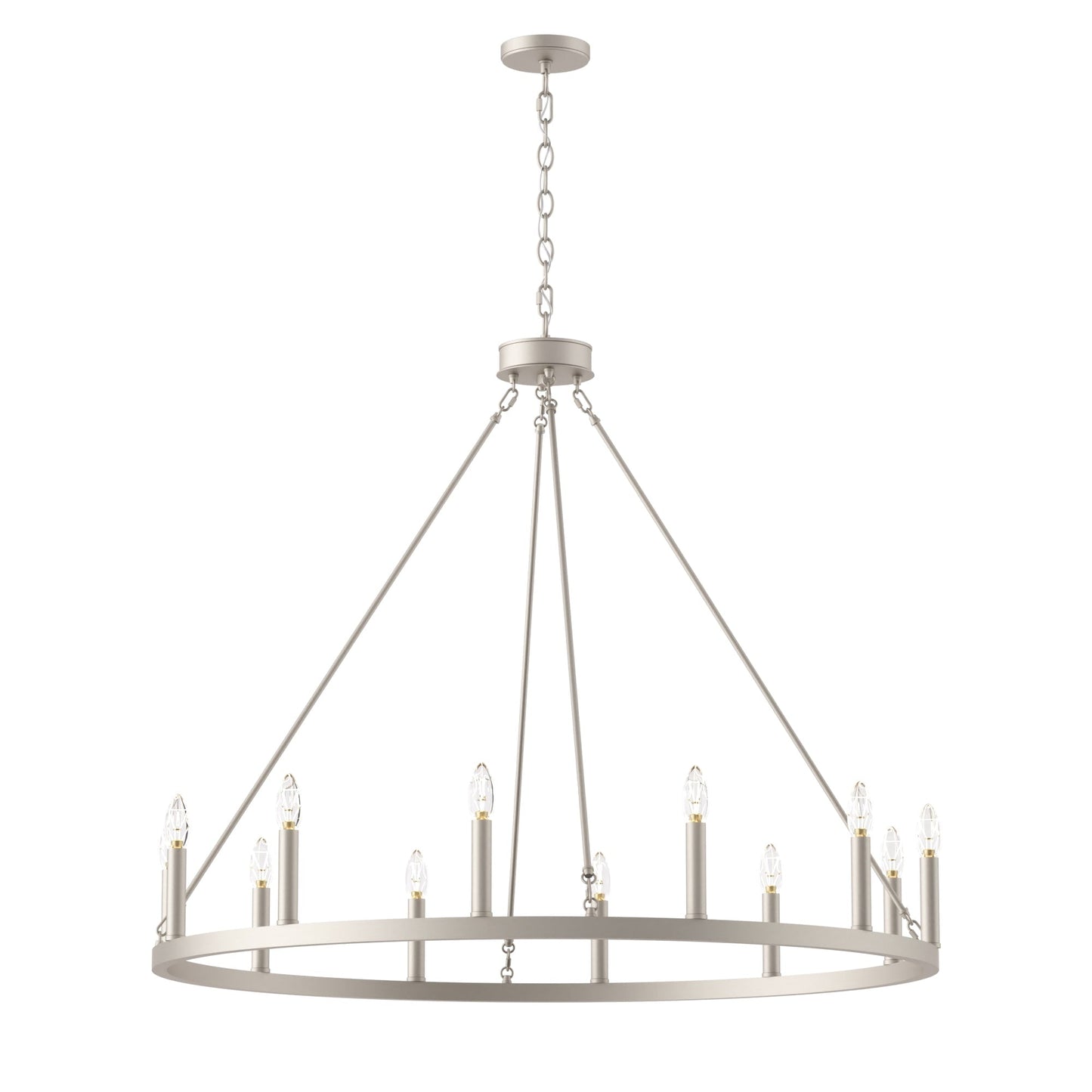 Suspension Acroma à 12 lumières, style ferme, 40 pouces, en forme de roue de charrette, avec certification UL - 40'' de diamètre x 138'' de hauteur