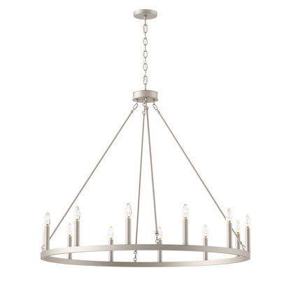 Suspension Acroma à 12 lumières, style ferme, 40 pouces, en forme de roue de charrette, avec certification UL - 40'' de diamètre x 138'' de hauteur