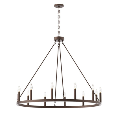 Suspension Acroma à 12 lumières, style ferme, 40 pouces, en forme de roue de charrette, avec certification UL - 40'' de diamètre x 138'' de hauteur