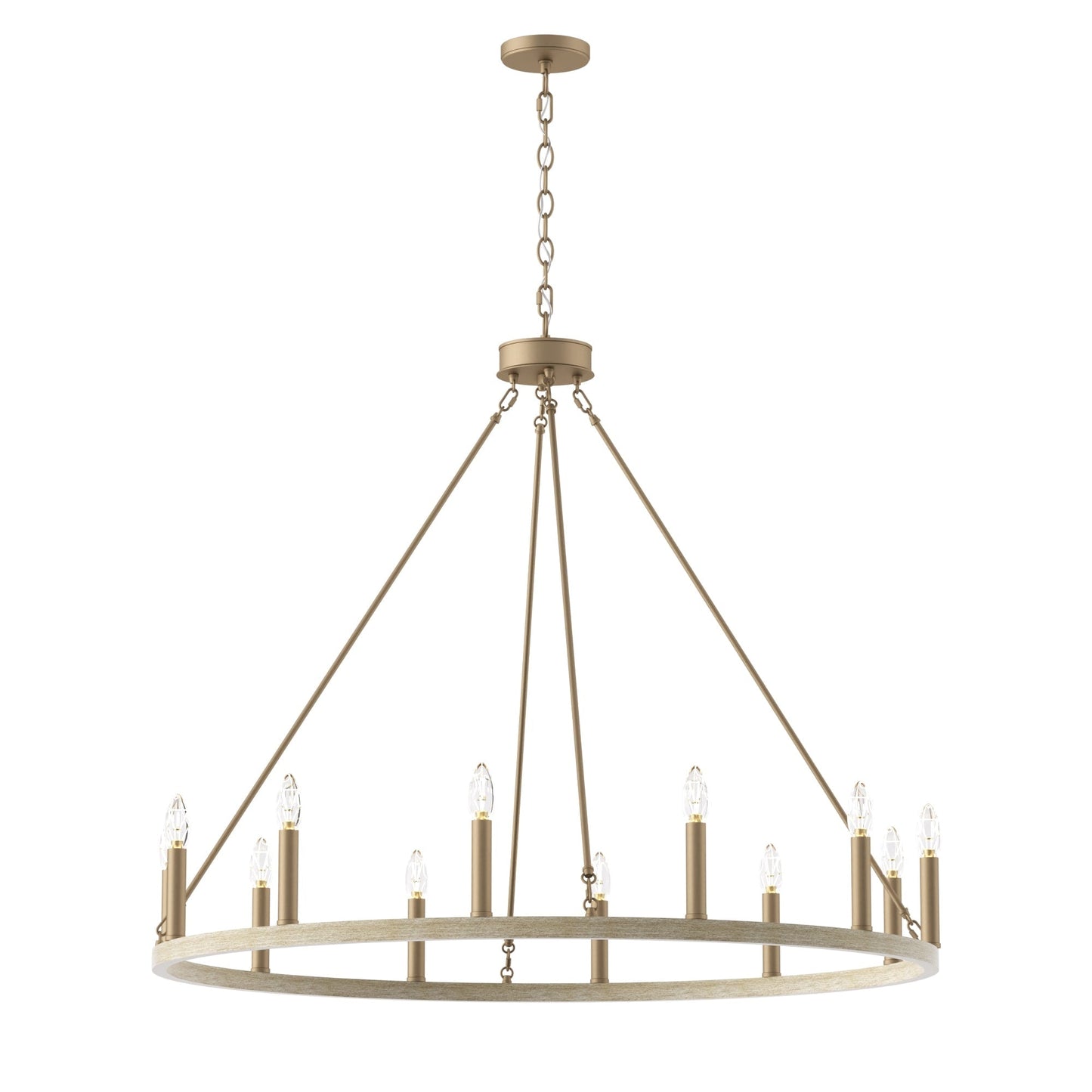 Suspension Acroma à 12 lumières, style ferme, 40 pouces, en forme de roue de charrette, avec certification UL - 40'' de diamètre x 138'' de hauteur
