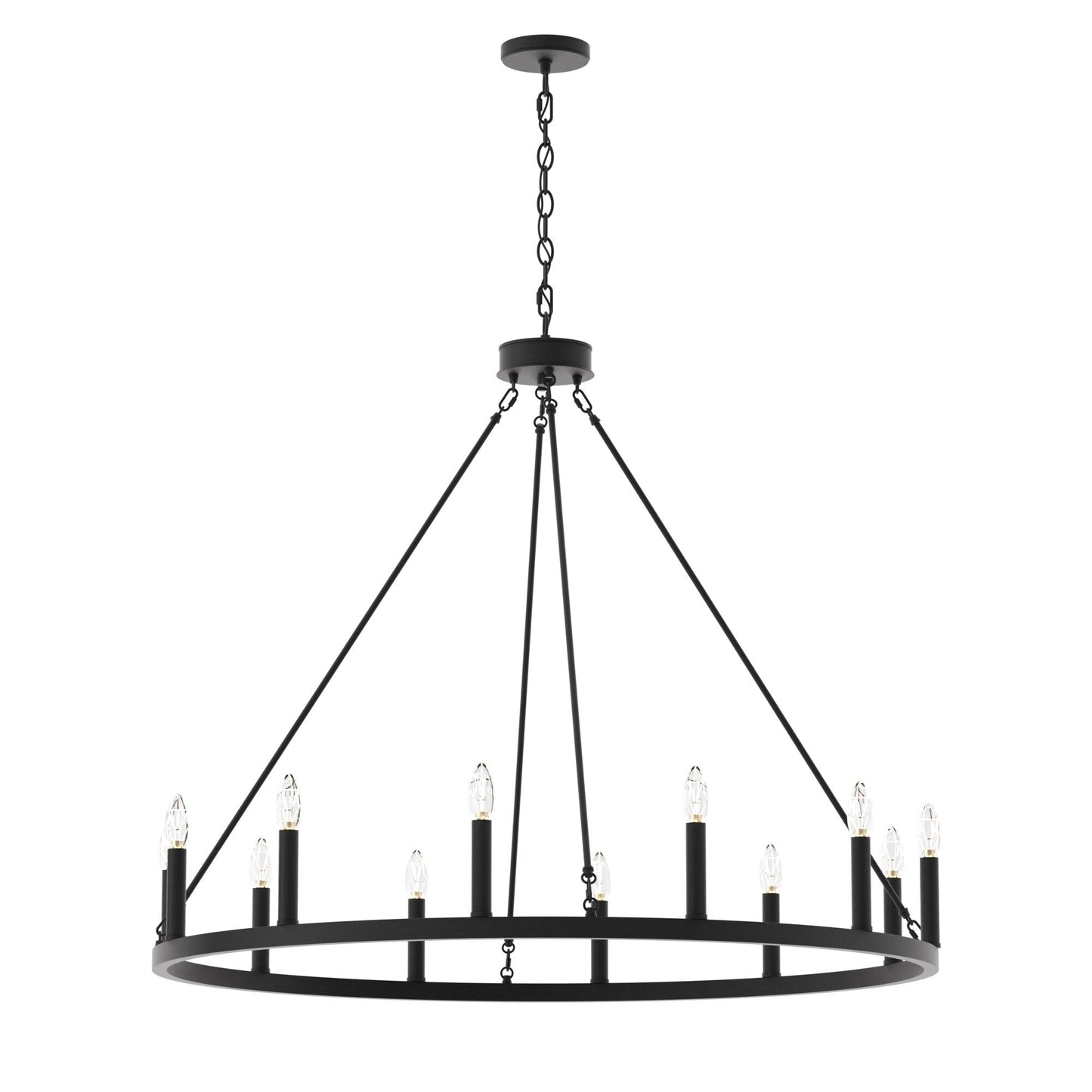 Suspension Acroma à 12 lumières, style ferme, 40 pouces, en forme de roue de charrette, avec certification UL - 40'' de diamètre x 138'' de hauteur