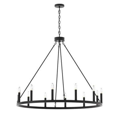 Suspension Acroma à 12 lumières, style ferme, 40 pouces, en forme de roue de charrette, avec certification UL - 40'' de diamètre x 138'' de hauteur