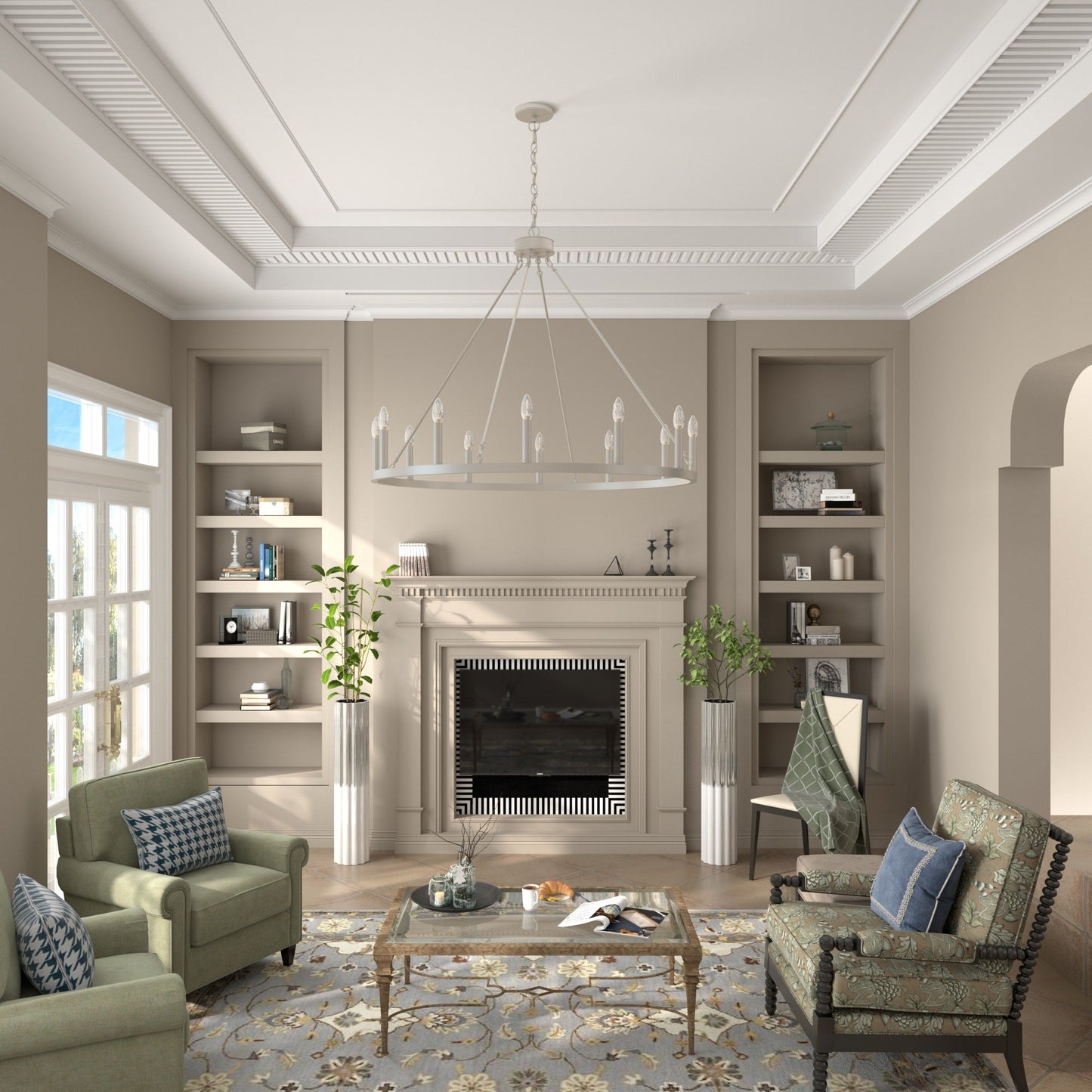 Suspension Acroma à 12 lumières, style ferme, 40 pouces, en forme de roue de charrette, avec certification UL - 40'' de diamètre x 138'' de hauteur