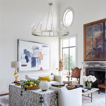 Suspension Acroma à 12 lumières, style ferme, 40 pouces, en forme de roue de charrette, avec certification UL - 40'' de diamètre x 138'' de hauteur