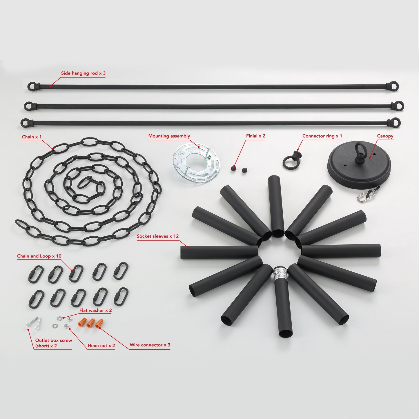 Suspension Acroma à 12 lumières, style ferme, 40 pouces, en forme de roue de charrette, avec certification UL - 40'' de diamètre x 138'' de hauteur