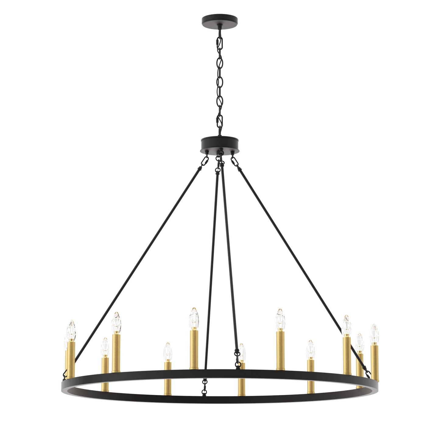 Suspension Acroma à 12 lumières, style ferme, 40 pouces, en forme de roue de charrette, avec certification UL - 40'' de diamètre x 138'' de hauteur